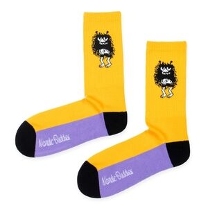 Stinky's Get Away Men's Retro Socks mustard yellow & purple, new without tag